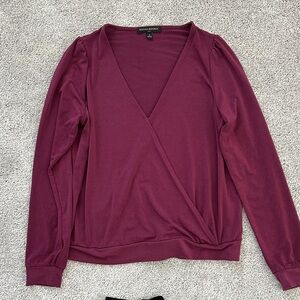 Banana Republic Deep Red V-Neck Blouse